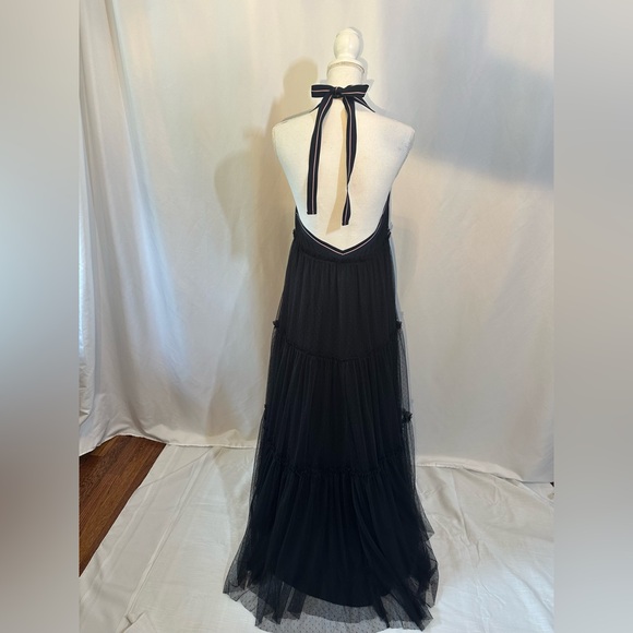 Maeve Anthropologie black tulle dress with white red and navy halter size 8 - Picture 8 of 14